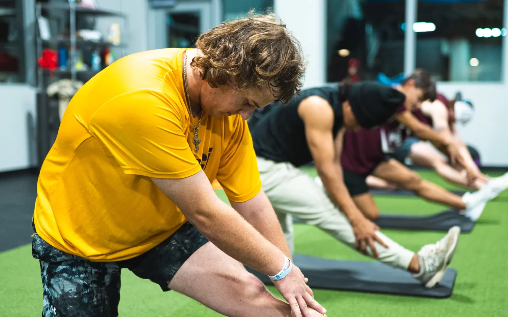 mans stretching